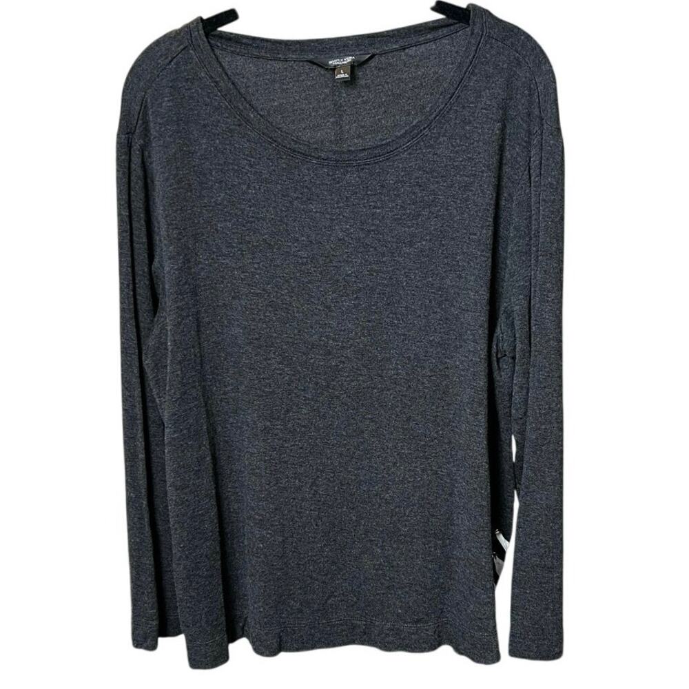Simply Vera Vera Wang Charcoal Long Sleeve Tee Lace Up Sides Top - L